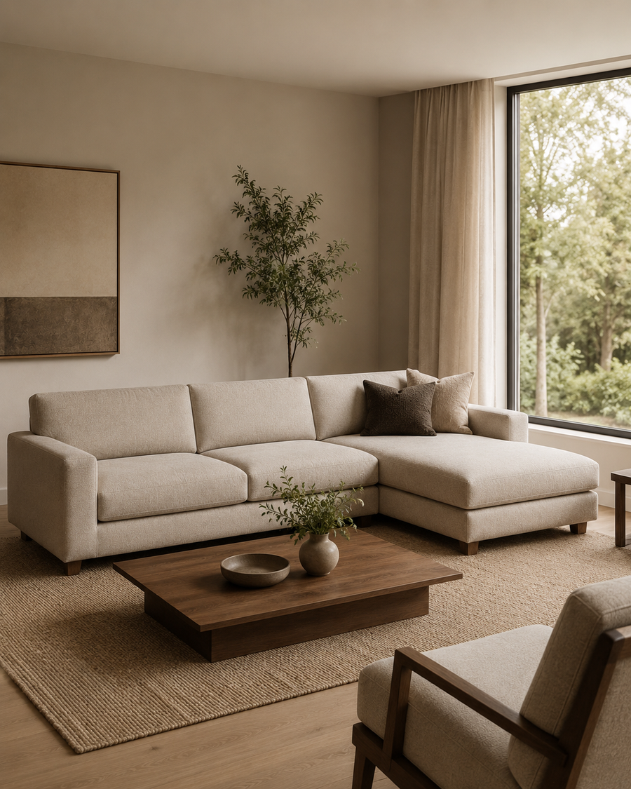 Modern minimalist living room design - L shaped
